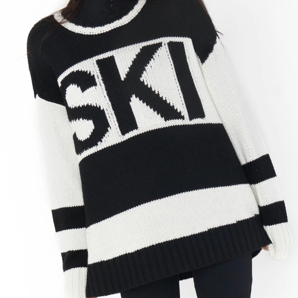 NWOT Show Me Your Mumu Black & White Ski Sweater - Picture 2 of 7